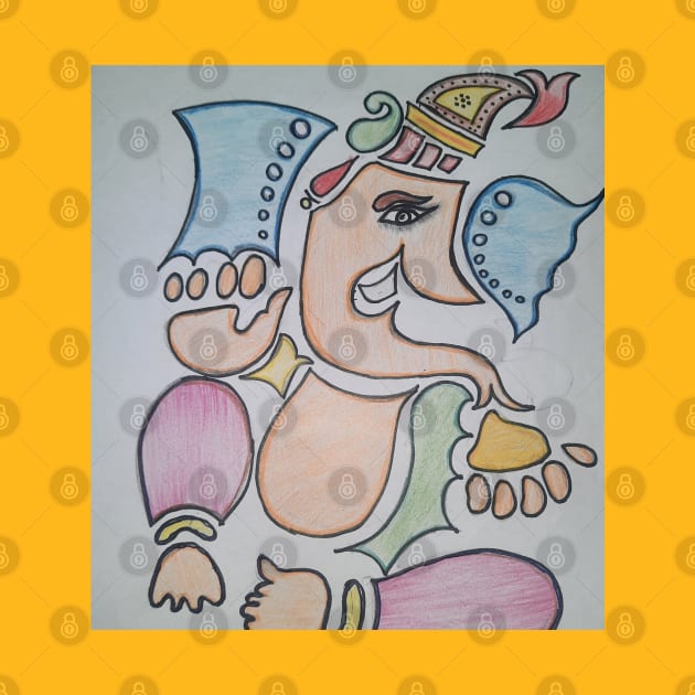 Handsketch of God Ganesha by NBMSSILKSAREE 