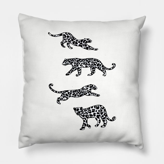 Leopard Shapes Pattern, Black and White, on Blush Pink Pillow by OneThreeSix