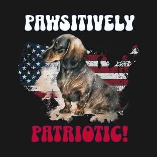 4th of July Independence Day Patriotic Dachshund Funny Design for Dog Lovers T-Shirt