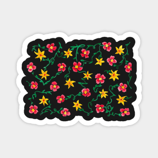 Watercolor Flowers on a Vine Magnet