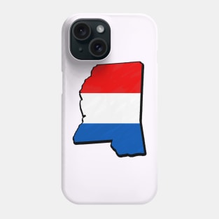 Red, White, and Blue Mississippi Outline Phone Case