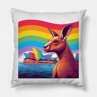 Gay Pride Kangaroo (Sydney, Australia) Pillow