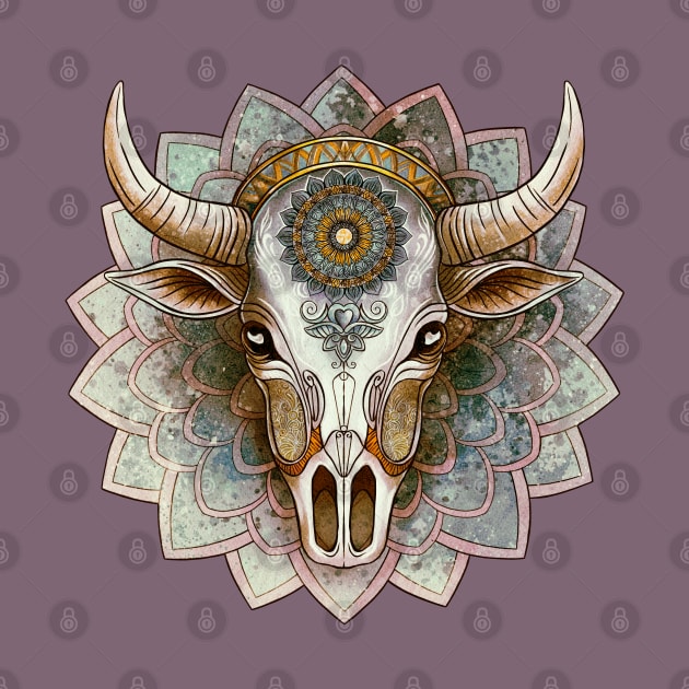 Cow skull mandala by Ange art