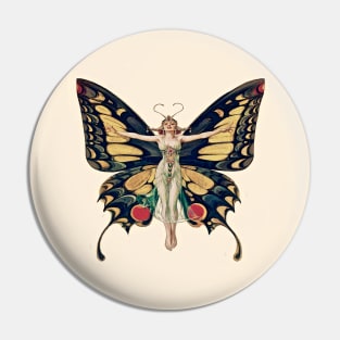 Vintage butterfly/female drawing Pin