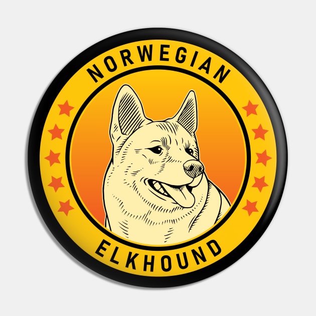 Norwegian Elkhound Dog Portrait Pin by millersye