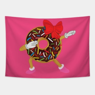 Funny Dabbing Girl Birthday Gift Chocolate Sprinkles Donut Tapestry