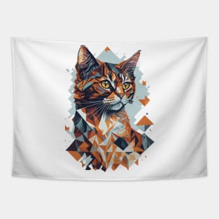 Geometric Cat colorful abstract design Tapestry
