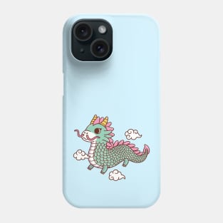 Green Dragon Flying Among Clouds Phone Case