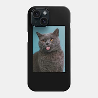 Cat showing its tongue Phone Case