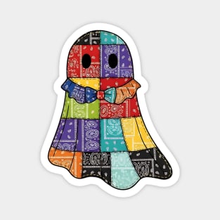 Bandana Boo Patchwork Ghost with cute Collar and Coquette Bow Magnet
