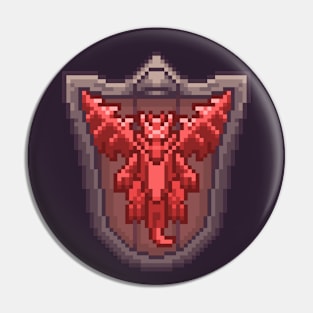 Pixel Art Dragon Crest Red Pin