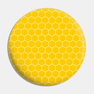 Honey-comb Yellow-Orange Hexagon White Outline Simple Pattern Pin