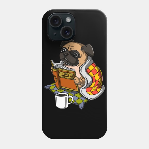 Pug Book Reading Dog Phone Case by underheaven