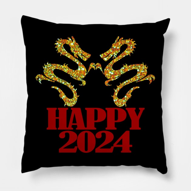 Happy New Year 2024 - 2024 full of good things Pillow by EunsooLee