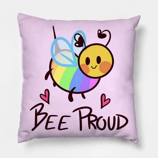 Bee Proud! (Rainbow) Pillow by BefishProductions