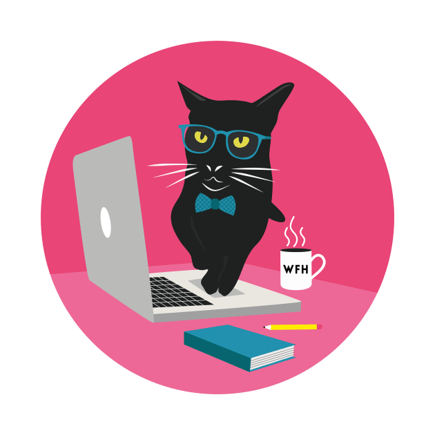 Work From Home Cat (Circle Design) by alancreative