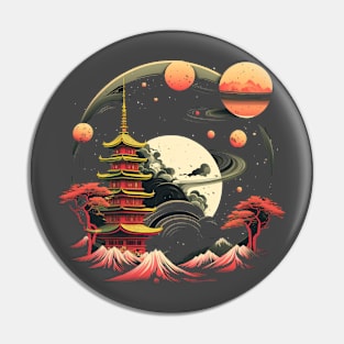 Japanese Temple Tokyo  Asian Inspired Retro Japan Pin