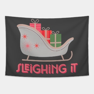 Vintage Holiday Sleighing It Tapestry