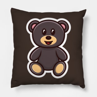 Sitting Teddy Bear Front View Sticker vector logo design. Animal nature icon design concept. Bear cartoon character sticker design logo with shadow. Pillow