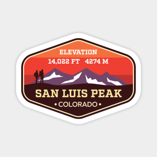 San Luis Peak Colorado - 14ers Mountain Climbing Badge Magnet