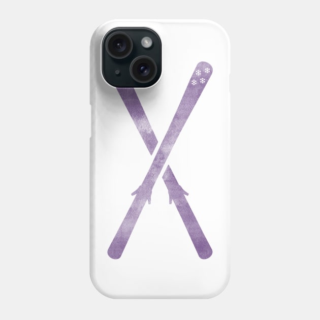 Snow Skis Purple Phone Case by hcohen2000