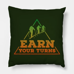 Earn Your Turns (red green) Pillow