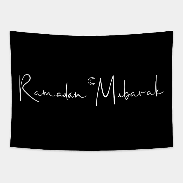 Ramadan Mubarak with crescent logo Dark - Muslim Tapestry by 1Y_Design