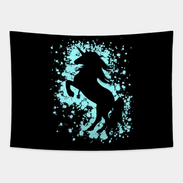 Magical Blue Unicorn Tapestry by Lady Lilac