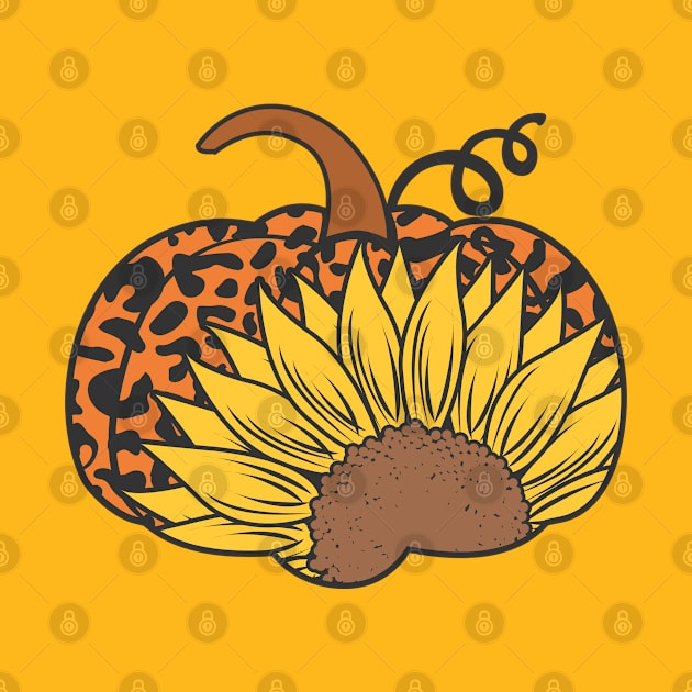 leopard sunflower fall pumpkin t-shirt by Teeshirtmedley