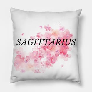 Sagittarius with Pink Watercolor Flowers Pillow