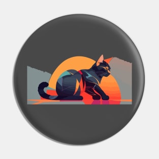 Colorful geometric Cat Aesthetic Pin