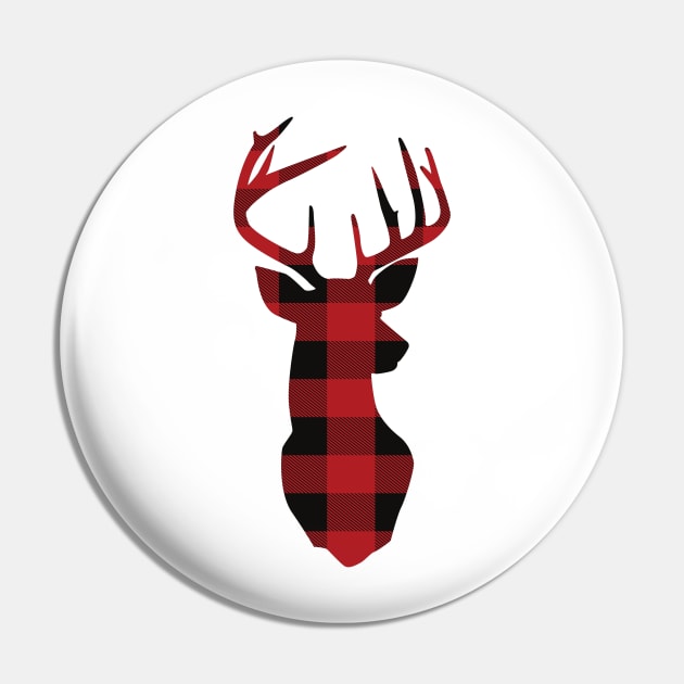 Red Plaid Christmas Deer Pin by HUNTINGisLIFE