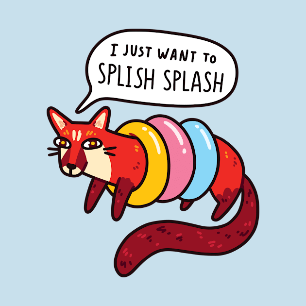 Cute Aquatic Genet With Swim Rings & "I Want To Splish Splash" Typography by LydiaLyd