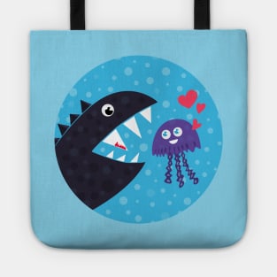 Cute Jellyfish In Love With Sea Monster Tote