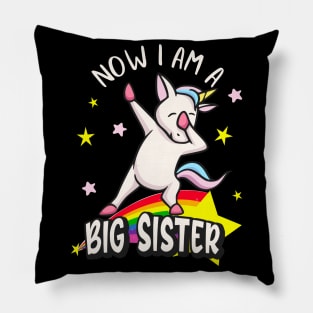 Now I'm A Big Sister Dabbing Unicorn Girls Pillow