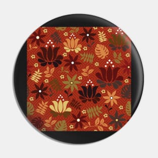 orange and yellow flowers on rust red Pin