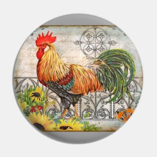 Ironwork Rooster A Pin