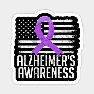 Alzheimer's Awareness Month Day Dementia Cure USA Flag Magnet