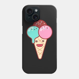 Triple Scoop Ice Cream Emoji Minimal Phone Case