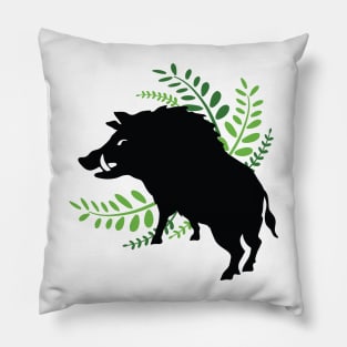 Wild Boar and Fern Design Pillow