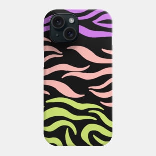 Violet Pink Yellow green Wavy pattern in Blck Phone Case