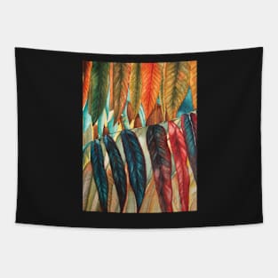 colourful red and gold autumn leaf art Tapestry