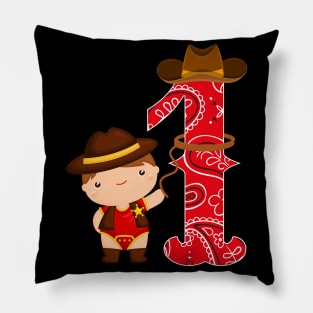 Kids 1st Birthday One Year Old Baby Cowboy Party Western Rodeo Pillow