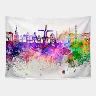 Alkmaar skyline in watercolor background Tapestry