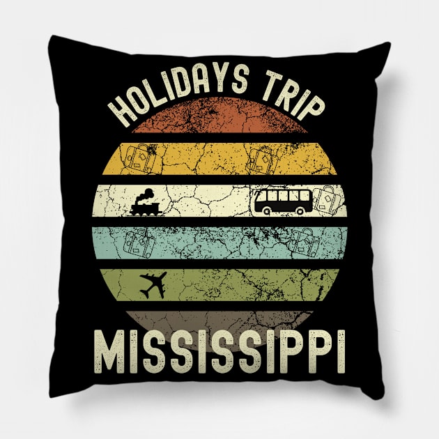 Holidays Trip To Mississippi, Family Trip To Mississippi, Road Trip to Mississippi, Family Reunion in Mississippi, Holidays in Mississippi, Pillow by DivShot 