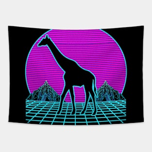 Giraffe Vaporwave Outrun Retro 80s Style Tapestry