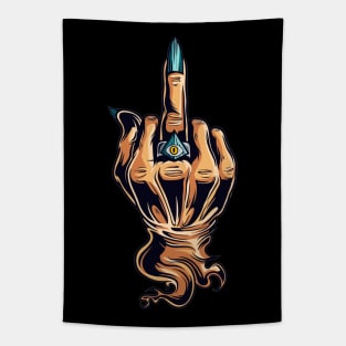 FU middle finger hand gesture rude with evil eye Tapestry