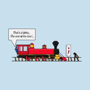 Funny JavaScript Train Joke End Of The Line Semicolon T-Shirt