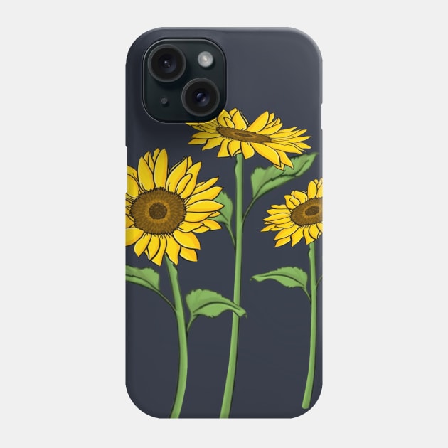Simple Sunflowers Minimalist design Phone Case by Shanti-Ru Design