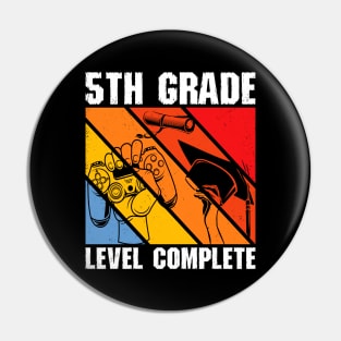 5th Grade Level Complete TShirt Graduation Gift for Gamer Pin